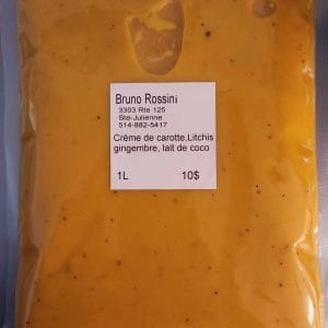 Crème de carottes, Litchis, gingembre sans lactose